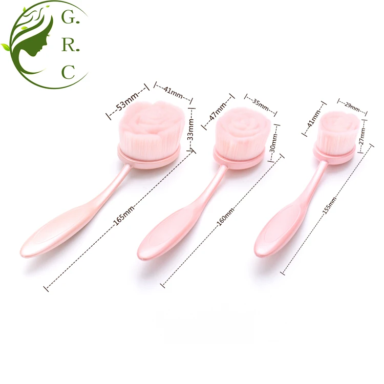 Pink Rose Flower Plastic Handle Face Cleansing brush