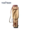 Tourbon Outdoor Bag Guangzhou Manufacturer Holding 6 pcs Golf Stick Canvas and Genuine Leather Golf Bag