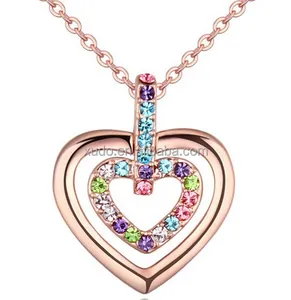 fashion heart necklace austrian crystals heart pendant necklace