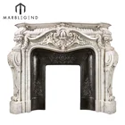 China manufacturer carved white marble fireplace mantels surrounds