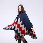 Fashion hand-stitched hem thickened lengthened cape warm decorative shawl scarf women