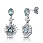 Europe and America Fashion Aqua color stone 925 sterling silver jewelry dangle drop earrings