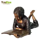 Life Size Garden Bronze Reading Girl Sculpture