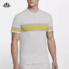 2018 trendy summer dri fit custom striped men's tennis slim fit two-button placket polo shirt