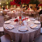 New design coloured Fashion 100% polyester wedding 120 inch round Rose Gold Sequin Table cloth