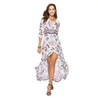 2019 المملكة المتحدة أستراليا أزياء النساء V الرقبة ثلاثة أرباع فساتين الشيفون الصيف Boho اللباس