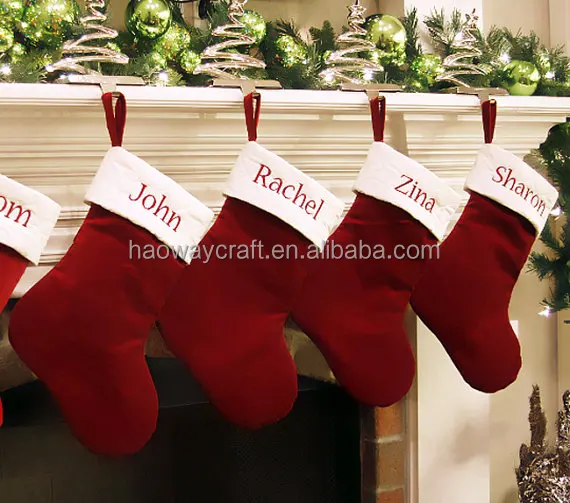 red velvet christmas stocking shape christmas gift bag