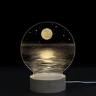Moon Wooden Base Creative LED table lamp With Good Quality 3D night lamp for acrylic led wood