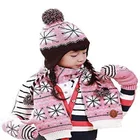 kid fleece lined knitted earflap beanie hat scarf and mitten
