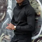Plain dazzle polyester hoodies mens soft shell sweatshirt slim fit bodybuilding hoodies jacket sweatshirt made in China