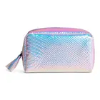 Women Tassel PU Leather Makeup Bag Holographic Cosmetic Case
