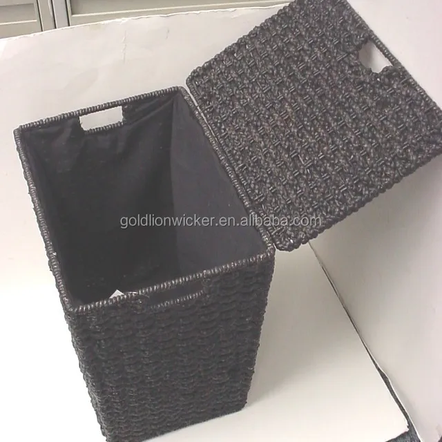 set of 3 maize rope hampers, with sewn-in cotton liner