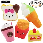 Squishies Slow Rising Scented Jumbo French Fries Cake Bread Ice Cream Cone Kawaii Toys 5 Pack for xmas gift