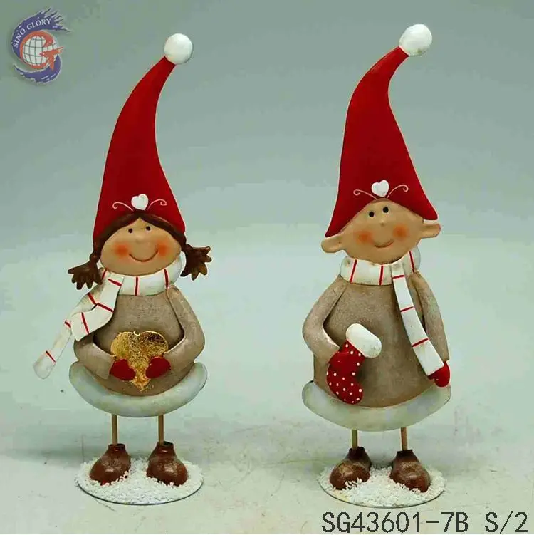 girl and boy metal craft of christmas figures ornament girl and boy metal craft of christmas figures ornament