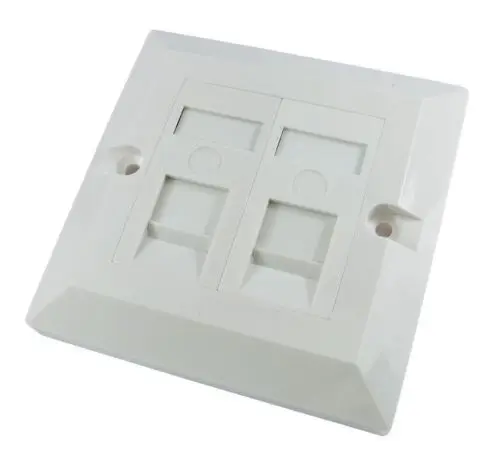 2 Port Cat5e RJ45 Network Faceplate LAN Single Gang Ethernet Data Wall Socket