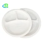 3 Divisions 10 inch round biodegradable corn starch plates disposable for party