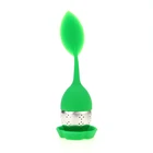 FDA Silicone Tea Infuser With Stainless Steel Handle Leaf Shape Strainer Tea Bag