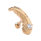 New 316L Surgical Steel feather rose gold body jewelry Ear Tragus studs piercing
