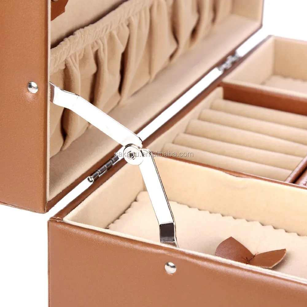 factory customize pu leather jewelry lockable travel storage