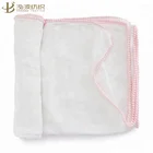mix color pom pom trim baby muslin blanket