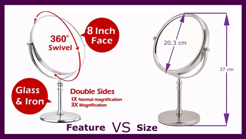 Hot selling chrome side mirror table swivel framed dresser mirror