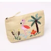 cheap flamingo straw clutch bag lady raffia straw beach bag with embroidery