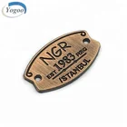 Cheap Brushed Copper Engraved Custom Metal Handmade Clothing Labels for Garment