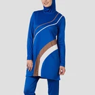 Women Blue Sea Printing Comfortable to wearing Muslim Swimwear Lycra Fabric