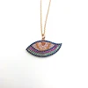 Colored CZ Brass Fashion Jewelry Evil Eyes Link Jewelry Necklace for Women