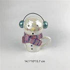 snowman shape christmas ceramic coffee cup mugs with lid