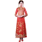 2018 Chinses Traditional Embroidery Red Bridal Gown For Wedding