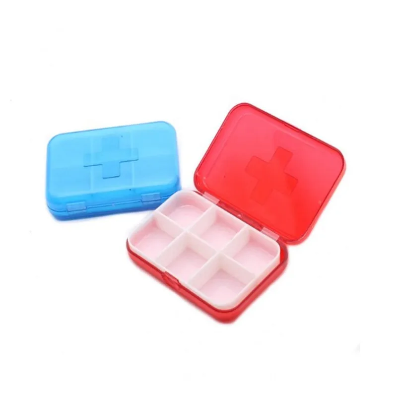 Promo 6 slot plastic vitamin medicine travel pill box case