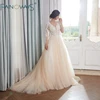 YASA-209 Long Sleeves Champagne Crystal Wedding dress Bridal Gown
