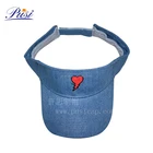 Custom Embroidered Logo Washed Denim Fabric Sun Visor Hat for Women