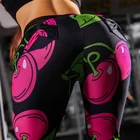 Women clothing digital cherry print custom make yoga tights fitness wear yoga pants
