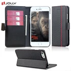 Rfid Blocking Carbon Fiber Custom Folio Leather Mobile Phone Wallet Case For iPhone 7