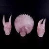 Natural rose quartz crystal hand carved Alien and Wing skull Sculpture for sale