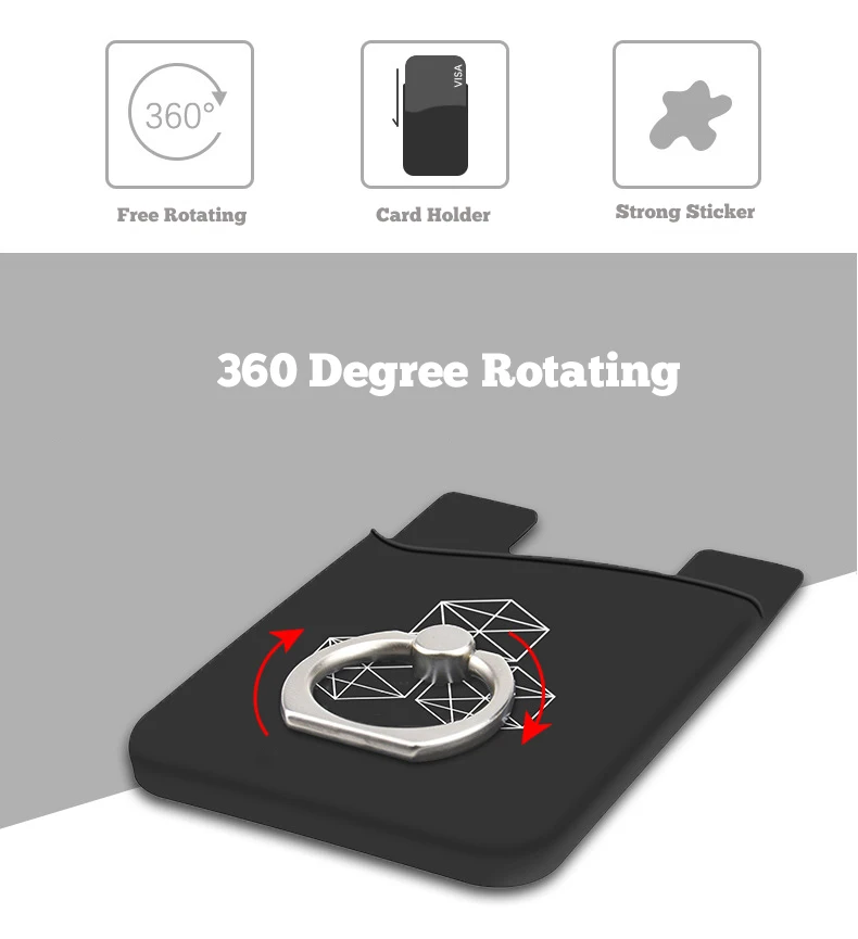 customized advertising logo silicone id credit card phone holder