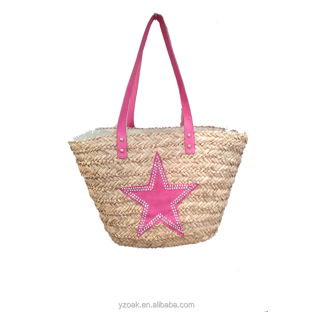 2015 summer hot sale lucky star beach straw bag