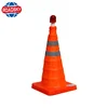 red orange collapsible traffic safety led road cone
