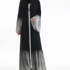 2019 black nida islamic clothing abaya with pieats muslim open kimonos