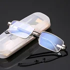 Ready Made High End Unisex Style Silver Color Metal Full Frame Resin Lens Old School Women Men Reading Glasses With Case