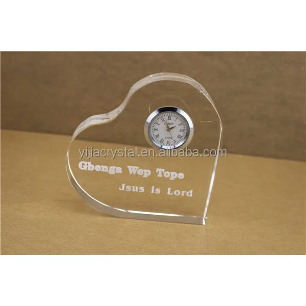souvenir wholesale heart shape crystal clock for valentines day