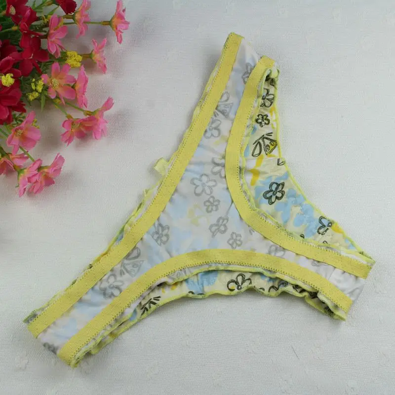 Stock Hot Female Free Size Yellow Thong G-string Cotton Sey Underwear Women's Panties Low Waist V-string Lingerie Intimates Thon