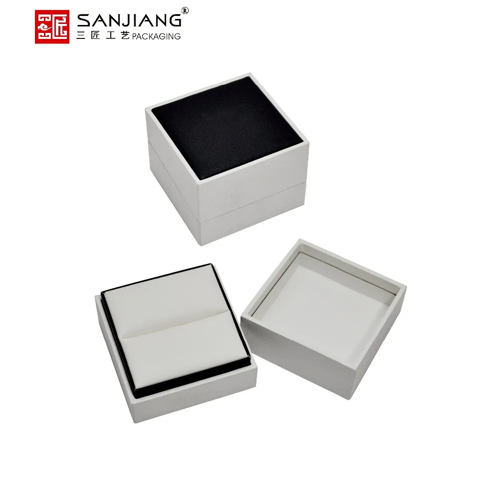 custom logo classic design leather velvet jewelry gift hinge box
