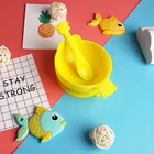 Food Grade FDA Approved Non-slip Soft Kids Training Feeding Utensils Baby Silicone Bowl Spoon Set with Suction Cup