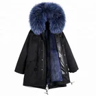 New design woman muskrat mink fur jacket raccoon hat winter warm parka