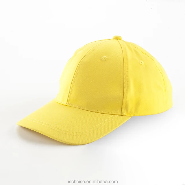 child yellow plain color custom baseball cap golf hat with