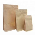 Snack Bag Paper Ziplock Resealable Customized Ziplock Bag with Clear Window Flat Bottom Kraft Paper Bag