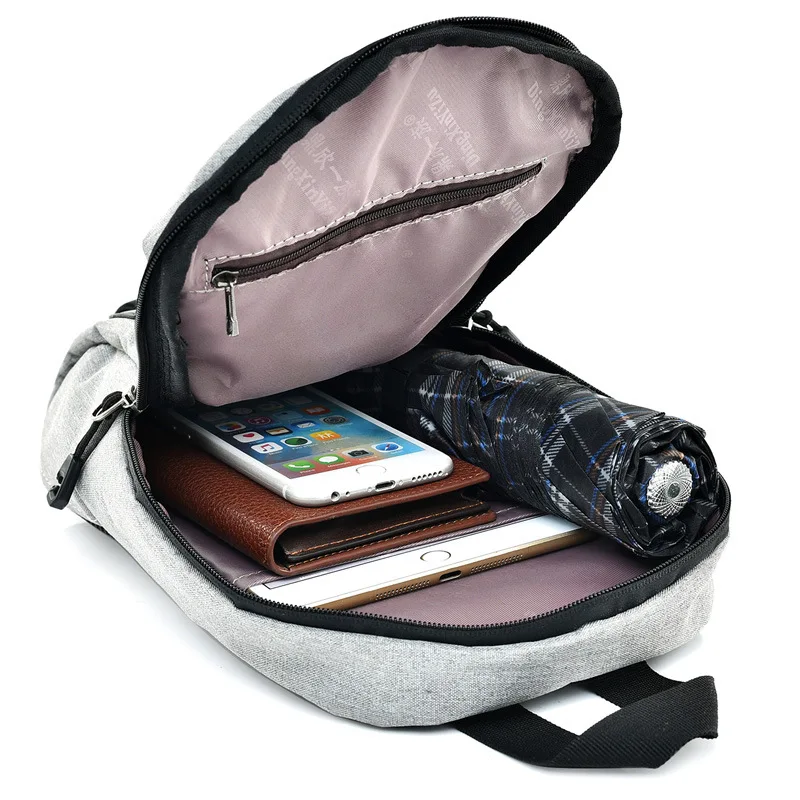 Men Women Anti Theft Backpack Canvas Headphone Hole Boys Crossbody Bag Single Shoulder Teenager Chest Bag Sac A Dos Homme BP0210 (2)